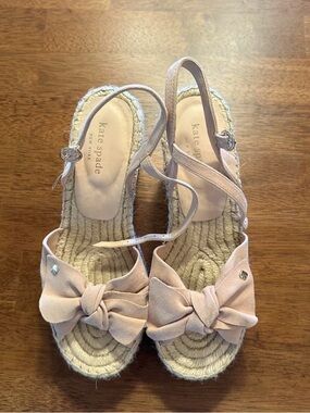 kate spade Pale Pink Bow Espadrille Wedge Sandals